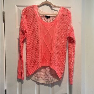 Bright coral knit sweater Medium